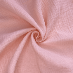 Ткань Муслин Жатый, цвет Нежно-Розовый (на отрез)  в Юрга