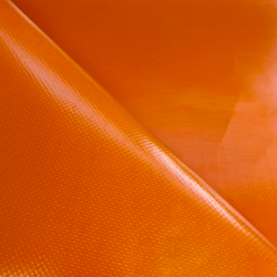 Тентовый материал ПВХ 450 гр/м2, Оранжевый (Ширина 160см), на отрез  в Юрга, 450 г/м2, 699 руб